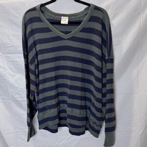 Offline by Aerie Navy and Olive V-Neck Waffle Top